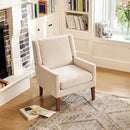 COLAMY Modern Wingback Living Room Chair, Upholstered Fabric Accent Armchair, Single Sofa Chair with Lounge Seat and Wood Legs for Office/Bedroom/Reading Spaces, Beige by CozyNest Decor