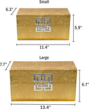 Galt International Storage Box Set Decorative Storage Box w/Hinged Lid Classic Design Wood Decor Boxes with Geometric Clasp Storage for Bedroom & Home - Set of 2 (Gold Leaf) by CozyNest Decor