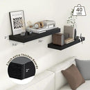 Deep Floating Shelves for Wall, 12'' Deep Large Floating Shelves Set of 2, 36 Inch Distressed Black Wood Shelves for Living Room Bathroom Laundry Room Bedroom Kitchen Home Office - Black by CozyNest Decor