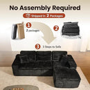 ovios 105” Modular Sectional Sofa with Thicken Seat Cushion, Cloud Couch with Deep Seat, Modern L-Shape Sofas Couches with Chaise,Upholstered Couches for Living Room Bedroom,Black by CozyNest Decor