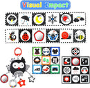 KUANGO Black and White High Contrast Baby Toys 0-6 Months with Mirror, Crinkle and Rattles, Soft Baby Toys for Brain Development Montessori Sensory Tummy Time Newborn Infant for 0 3 6 9 Months Old by TinyTreasures Baby Boutique