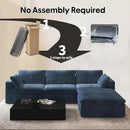 118" L Shaped Modern Sofa Modular Sectional Cloud Couch with Ottoman,Deep Seat Upholstered Couches with Plush Corduroy Fabric for Living Room Furniture,Bedroom and Apartment,No Assembly Required,Blue by CozyNest Decor