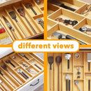 SpaceAid Bamboo Utensil Drawer Organizer with Labels, Kitchen Silverware Expandable Tray Holder Organizer for Flatware, Cutlery, Spoon and Knives Drawer Storage Organization (Natural) by CozyNest Decor