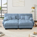 Modular Sectional Sofa, Comfy Cloud Couch Oversized Loveseat with Ottoman, Sectional Couches for Living Room, Modern Chenille U Shaped Couch, Sleeper Deep Seat Sofa with Throw Pillows, Blue by CozyNest Decor