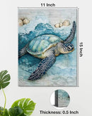 Coastal Sea Turtle Canvas Wall Art Turtle Nautical Ocean Theme Print Poster Framed Picture Painting for Home Beach House Bedroom Wall Decor 11x15 Inch by CozyNest Decor