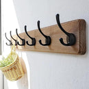 Dseap Wall Mounted Coat Rack: 24" Long, Patented, Heavy-Duty, 6-Double-Hooks Wooden Hanger Rail for Winter Coats, Hat, Jacket, Clothing - Weathered Brown, Pack of 2 by CozyNest Decor