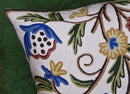 Dahlia Floral Pillow Cover - Cream Flower Pillowcase - Outdoor Cushion - Suzani Farmhouse Chair Throw - Traditional Chair Cushions - Hand Embroidered Wool Size - 18x18 by CozyNest Decor
