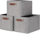 DULLEMELO Medium Storage Baskets for Organizing, Rectangular Fabric Storage Bins Collapsible, Perfect for Shelves, Closets, Nursery, Home, Office, Empty Gift Baskets (3-Pack,Grey) by TinyTreasures Baby Boutique