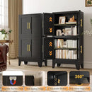 47.25" Metal Storage Cabinet, Black Kitchen Food Storage with 4 Door and 2 Adjustable Shelves, Freestanding Bathroom Cabinet, Pantry for Kitchen Dinning Room, Cupboard by CozyNest Decor