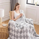 EMME Checkered Throw Blanket Cotton for Couch Soft Muslin Blankets 50"x60" Lightweight Breathable Cooling Soft All Season Gauze, Light Grey by CozyNest Decor