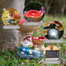 TIJNN Solar Gnome Statue with LED Lights, Bird Water Feeder Garden Decor for Patio, Lawn, or Home, Mushroom Figurine Outdoor Decoration Garden Gifts by CozyNest Decor