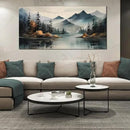Rustic Wall Art for Living Room Large Size Teal Mountain Tree Landscape Canvas Wall Art for Bedroom Office Decor 29 x 59 Inch by CozyNest Decor
