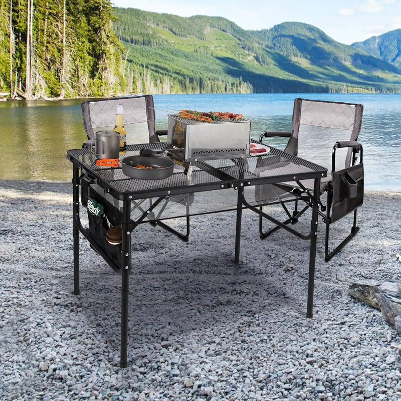RedSwing Folding Grill Table,Aluminum Portable Grill Stand Table for Outdoor Camping Picnic BBQ Lightweight, Adjustable Height, 36''x24''x16/28'', Black, photo 2 of 6