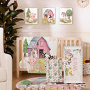 Personalized Nursery Crib Bedding Set: Custom Name 5 Piece Baby Crib Sets with Animal House Design - Toddler Double Layer Blanket Set, Comfortable Crib Bed Sheets for Baby Grils by TinyTreasures Baby Boutique