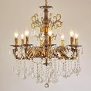 Vintage 8 Arms Crystal Chandelier Candle Light Fixture for Dining Room Living Room Bedroom Hallway Entryway Antique Gold Finish (27"-8 Lights)