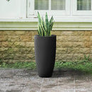 Kante 23.6" H Black Finish Concrete Tall Planters Large Outdoor Indoor Decorative Plant Pots with Drainage Hole and Rubber Plug, Modern Tapered Style for Home and Garden by CozyNest Decor