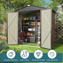 Gizoon Outdoor Storage Shed 6 x 4 FT, Galvanized Metal Garden Shed with Double Lockable Doors, Outdoor Storage Clearance for Backyard Patio Lawn-Light Brown by GreenHaven Gardens
