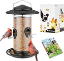 iBorn Metal Bird Feeder for Outside Hanging,Wild Bird Feeders for Cardinal,18cm Large Roof&Tray Black 10 Port(Seed is not Included) by CozyNest Decor
