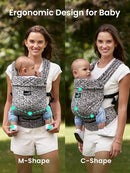 GROWNSY Baby Carrier Newborns to Toddlers, Ergonomic Baby Toddler Carrier Wraps with Head Support, Easy to Wear, Infant Carrier Baby Gift, Travel and Hiking Friendly, 7 to 44 lb (Gray-Leopard) by TinyTreasures Baby Boutique