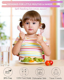 Deejoy Toddler Utensils with Travel Safe Case, Silicone Baby Spoons and Fork Set for Self Feeding, Toddlers Feeding Training Spoon, Easy Grip Heat-Resistant, Bendable Function (2 Sets, Green&Pink) by TinyTreasures Baby Boutique
