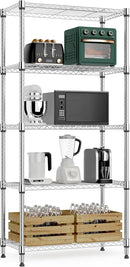 1250 lbs 5 Tier Shelf Metal Storage Shelves Wire Rack Closet Organizers for Garage Kitchen Bathroom Laundry Black 11.8" D x 23.6" W x 59.5" H by CozyNest Decor
