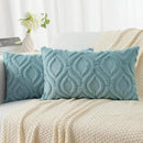 decorUhome Fall Throw Pillow Covers 12x20 Inch Set of 2, Soft Plush Decorative Faux Fur Aqua Solid Couch Pillow Covers, Accent Farmhouse Neutral Lumbar Euro Pillow Cases for Sofa Bed Living Room by CozyNest Decor