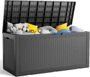 100 Gallon Resin Deck Box, Lockable Patio Outdoor Storage Box for Furniture, Garden Tools and Tools Storage, Waterproof Outside Storage Boxes - Black by CozyNest Decor