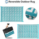 OutdoorLines Outdoor Plastic Area Rugs for Patio 5x8 ft - Reversible Outside Carpet, Stain & UV Resistant RV Mats, Straw Rug for Camping, Deck Garden, Porch and Balcony, Geometry Teal & Light Grey by GreenHaven Gardens