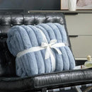 Cozy Bliss Faux Fur Throw Blanket for Couch, Cozy Warm Plush Striped Blanket for Sofa Bedroom Living Room,50 * 60 Inches Light Blue by CozyNest Decor