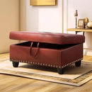 Ottoman Rectangular Storage Ottoman Bench, Faux Leather Footrest, Coffee Table, Stool Footstool with Hinged Lid for Living Room, Bedroom, Entryway, Red, 28.5"x19"x17.5" by CozyNest Decor