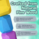 Wooden Stacking Blocks – Montessori Toys for 1 2 3 4 5 6 Year Old Toddlers and Kids, No Choking Hazard – Building Rocks Stones Games, for Girls and Boys by TinyTreasures Baby Boutique