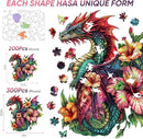 Wooden Puzzles for Adults, Dragon Puzzle Challenge Jigsaw Puzzles 300 Piece (Royal,12.62 in) Thickened Unique Shapes Family Reunion Puzzle, Best Gift for Adults and Kids, Family Game by TinyTreasures Baby Boutique