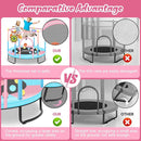 Pink Indoor Trampoline for Kids 2-5, 5ft Mini Indoor & Outdoor Small Toddler Trampoline with Net and Basketball Hoop by TinyTreasures Baby Boutique
