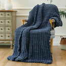 Esterra Chunky Knit Throw Blanket Newly Upgraded Heavy Tighter Version, Handmade Chenille Throw Super Soft, Thick Yarn Cable Knit Crochet Throw Blanket for Couch Bed Sofa, 50"x60", Navy Blue by CozyNest Decor