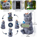 Solar Cat Figurine Garden Statues : Outside Welcome Cat Statue with Butterfly for Garden Decor and Yard Decorations - Unique Gifts for Women and Mom by GreenHaven Gardens