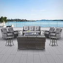 Wicker Patio Furniture Sets - 13 Piece Outdoor Rattan Furniture Conversation Sets with 4 Swivel Rocker Chairs, 2 Rattan Sofas, Wicker Ottomans and Coffee Table, Mixed Grey/Grey by GreenHaven Gardens