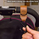 Baby Stroller Hooks Bag Hooks for Hanging Diaper Bags Multipurpose Hooks for Grocery Shopping Bags Premium Vegan Leather Pram Straps 2 Pcs (Black) by TinyTreasures Baby Boutique
