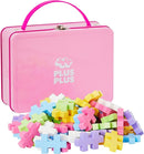 PLUS PLUS Building Set with Metal Suitcase, Open Ended Stem Toy for Toddlers and Preschool, 70 Big Pastel Interlocking Pieces by TinyTreasures Baby Boutique