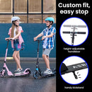 Aero Big Wheels Kick Scooter for Kids 6+, Teens & Adults | Light Up Wheels, Hand Brake, Rubber Deck Mat & Shock Absorption | Foldable & Height Adjustable by TinyTreasures Baby Boutique