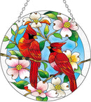 AUFURI Large Size Cardinal Suncatcher - 8.6 inch Stained Glass Window Hanging - Pairs of Red Cardinal Birds - Cardinal Gifts for Women, Hand Painted Glass Cardinal for Birds Lover, Window (8.6inch) by GreenHaven Gardens