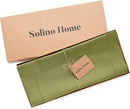 Solino Home Linen Avocado Green Hemstitch Table Runner 48 Inches - 100% Pure Linen Small Table Runner 14 x 48 Inch Ideal for Dresser and Coffee Tables - Classic Hemstitch - Fall, Autumn, Thanksgiving by CozyNest Decor