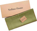 Solino Home Linen Avocado Green Hemstitch Table Runner 60 Inches - 100% Pure Linen Small Table Runner 14 x 60 Inch Ideal for Dresser and Coffee Tables - Classic Hemstitch - Fall, Autumn, Thanksgiving by CozyNest Decor