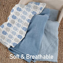 GLLQUEN BABY Muslin Swaddle Blankets,3-Pack Receiving Blanket for Newborn Boys and Girls,Baby Swaddle Blanket Unisex, Elephant,Baby Essentials, Registry & Gift, 40 x 38 inches by TinyTreasures Baby Boutique