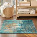Washable Area Rugs 3'x5' Non-Slip Modern Abstract Soft for Living Room Entryway Bedroom Nursery, Print Pattern, Teal Blue Green Orange Rust Red Colorful by TinyTreasures Baby Boutique