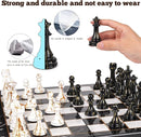 15" Large Chess Set for Adults with Weighted Acrylic Chess Pieces 3.5" King & Portable Folding Marbling Wooden Chess Board Travel Chess Sets Family Board Game Gift – Elegant Classic Chess Game by TinyTreasures Baby Boutique