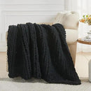 Carriediosa Chunky Knit Throw Blanket 50" X 60", 100% Hand Made Large Chenille Loop Yarn Soft Fluffy Throws for Couch Sofa Bed, Big Crochet Cozy Heavy Thick Cable Woven Blankets, Black by CozyNest Decor