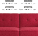89” Futon Sofa Bed, Linen Comfy Futon Couch Bed with 2 Square Pillows, Convertible Sleeper Sofa with Adjustable Backrest& Armrests, Modern Loveseat Sleeper for Living Room, Bedroom, Red by CozyNest Decor