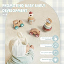 FReniland Wooden Montessori Toys, 4-Piece Wooden Baby Toy, Rainbow Stacking Ring,Car Push and Pull Toy, Rocket Stacking Ring Babys Toys,Newborn Baby Gift Sets for Boys and Girls by TinyTreasures Baby Boutique