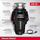 American Standard 10-US-AS-12 Garbage Disposal Anti-Jam Stainless Steel Food Waste Grinding System, Heavy Duty, 1.25 HP, Black by CozyNest Decor