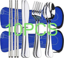 10PCS Portable Silverware Set with Case, Lengnoyp Travel Camping Utensils Set, Premium Stainless Steel Travel Cutlery Set, Reusable Safe Flatware Sets for Lunch Box/Workplace/Students, Silver by CozyNest Decor